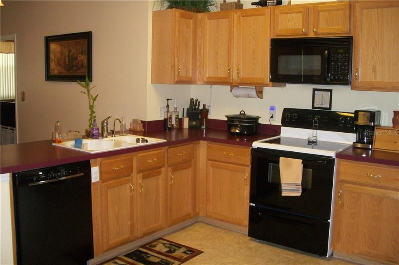 The kitchen area is open and perfect for entertaining.